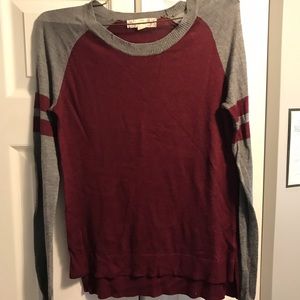 Burgundy and Grey Long Sleeve shirt